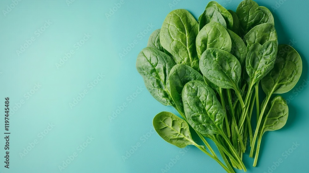 Poster isolated of a bunch of fresh spinach leaves arranged neatly to showcase their crisp texture stock ph
