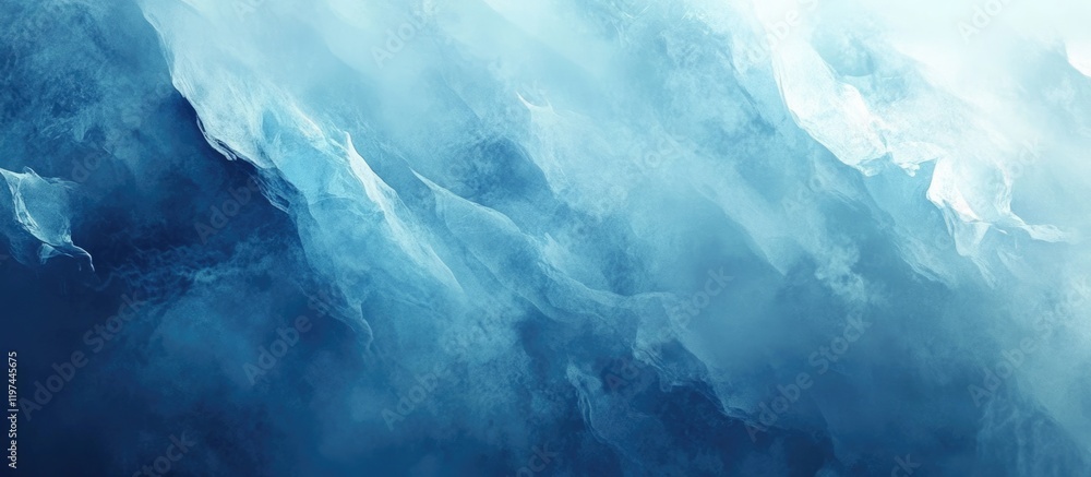 Poster abstract fluid background with blue and turquoise tones resembling ocean waves and mist with copy sp