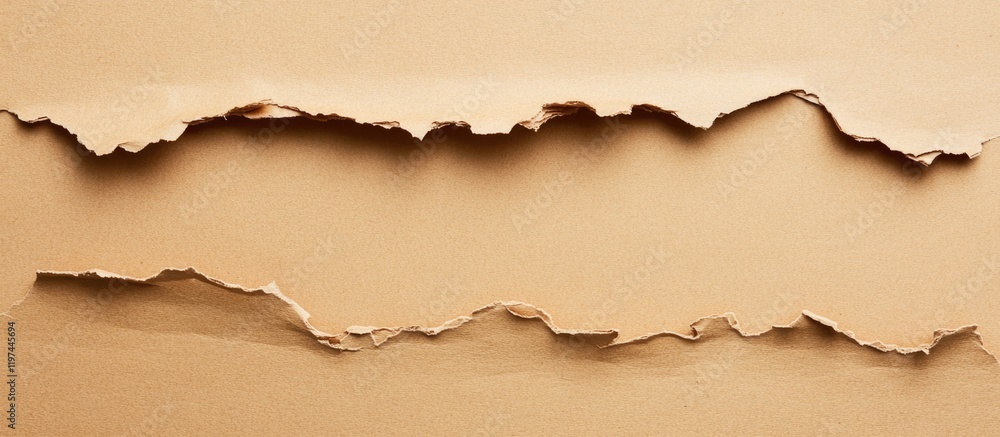 Poster textured background with ripped brown paper layers displaying a natural edge and visible shadows cop