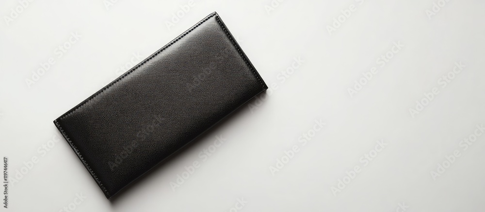 Aufkleber black elegant leather wallet isolated on clean white surface with ample copyspace for branding and t