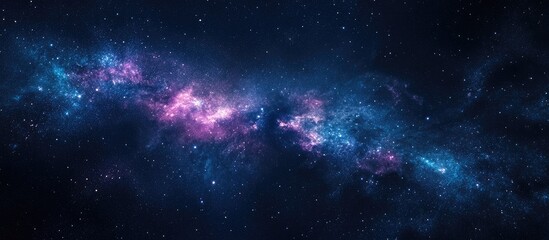 Taurus Constellation Against a Dark Blue Night Sky with Vibrant Purple and Pink Nebulae and Empty Space for Text Content