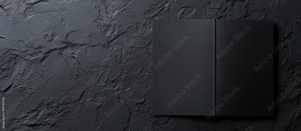 Poster elegant black brochure mockup on textured dark stone background ideal for modern design presentation