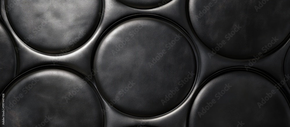 Poster black leather wall texture featuring circular patterns with smooth finish and empty copyspace for te