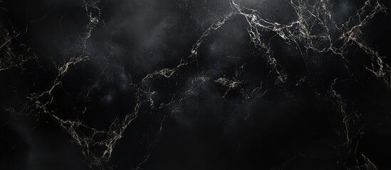 Elegant Black Marble Surface Featuring Dark Veins and Glossy Finish, Ideal for Text Overlay in Luxury Branding or Design Use