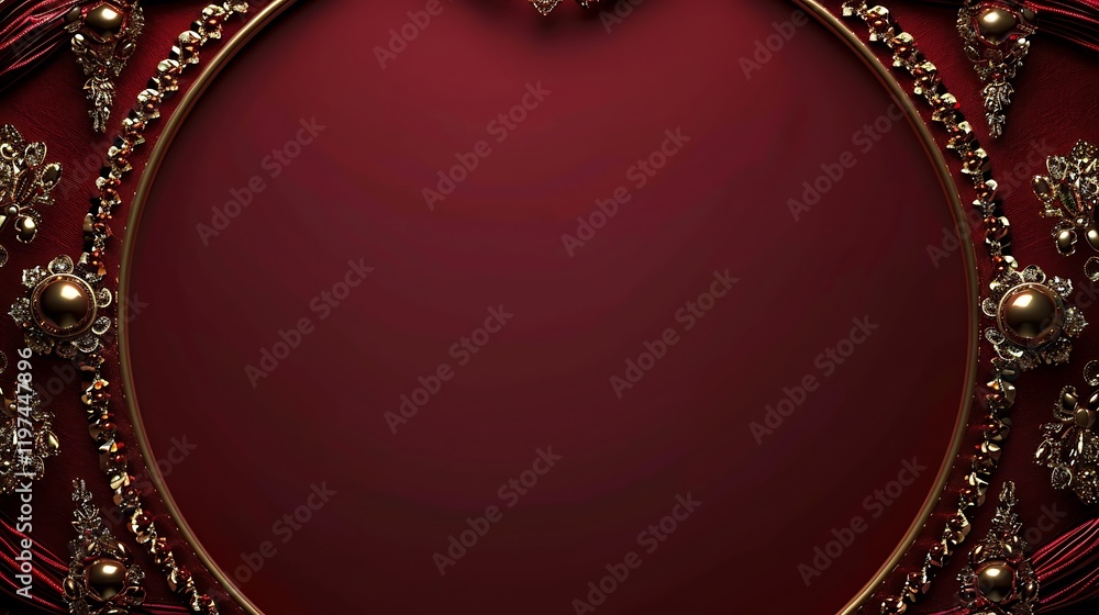 Poster a circular shape with a bright color on a bold background, surrounded by a border of small shapes an