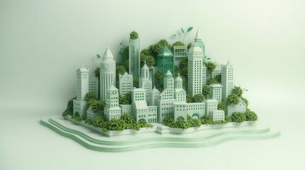 Modell einer gr&uuml;nen Stadt aus Papier