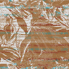 Vintage Floral Seamless Pattern. Seamless simple floral with wavy striped background.geometric distressed  Vector damask illustration with leaves. Decorative botanical 