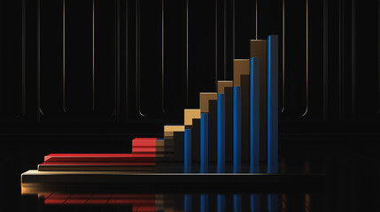 Obraz premium Abstract black background with Colorful charts and graphs with statistics to innovative analyze business potential and forecast future development of companies growth.