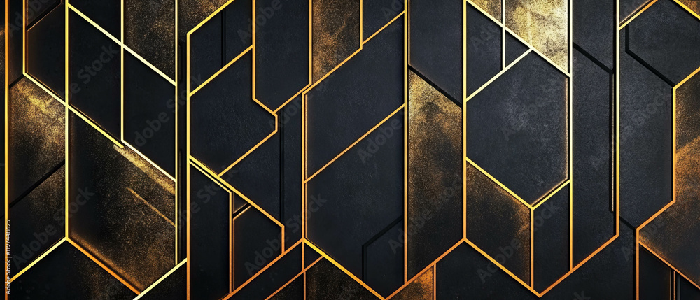 Poster intricate metallic gold lines create a stunning geometric pattern on a dark background