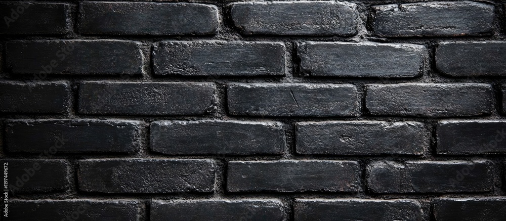 Poster black brick wall texture with dark grunge finish ideal for background use and empty space for text i