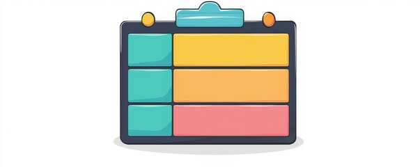 A colorful planner or schedule board with multiple sections for organizing tasks and appointments.
