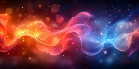 Obraz premium Abstract swirling cosmic energy, vibrant colors, sparkling particles