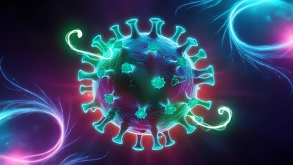 3D Render of Coronavirus (COVID-19) Virus Particle with Colorful Background