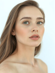 Obraz premium Elegant Female Model with Pristine Skin, beautiful hair and lips in Fashionable Beauty Portrait. Generative AI