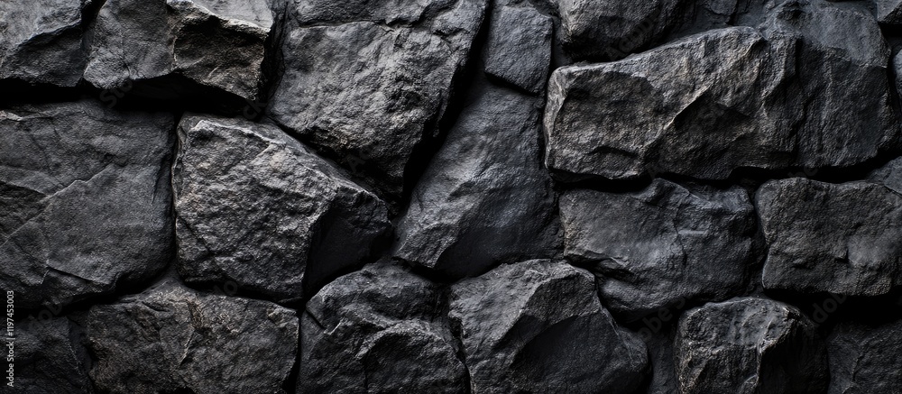 Poster dark grunge textured rock wall background in deep charcoal color with expansive copyspace for text i