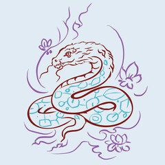 Chinese new year of the snake vector for card decoration illustration