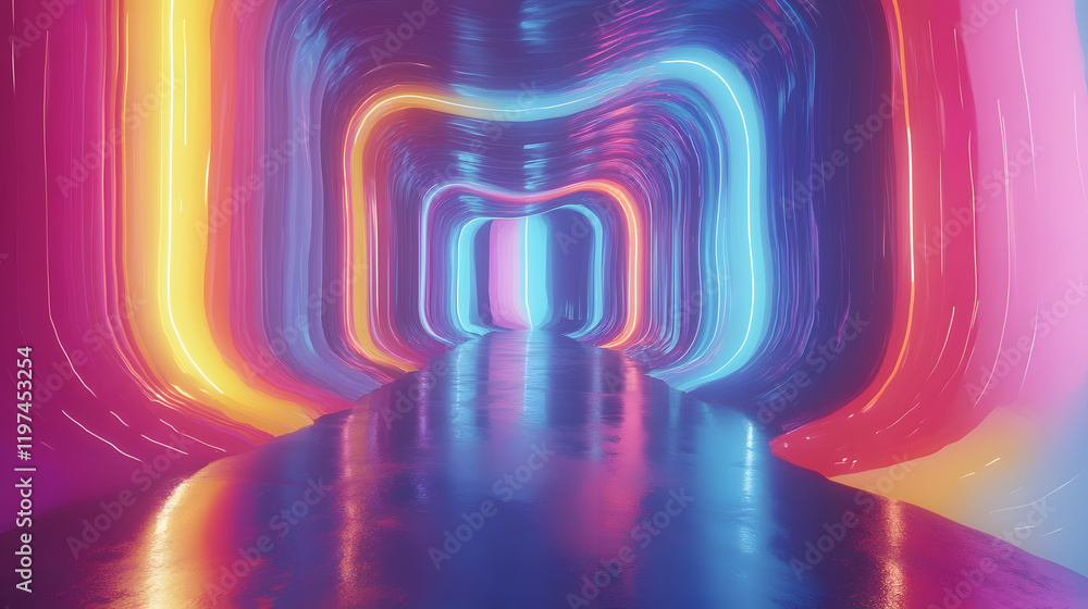 Poster a mesmerizing 3d abstract multicolor visualization with fluid curves, holographic gradients, and dyn