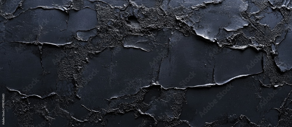 Poster black grunge texture surface with cracked detail and empty copyspace for text in dark shadowed backg
