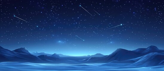 Fototapeta premium Starry Night Sky Featuring Milky Way and Shooting Stars Over Snowy Landscape