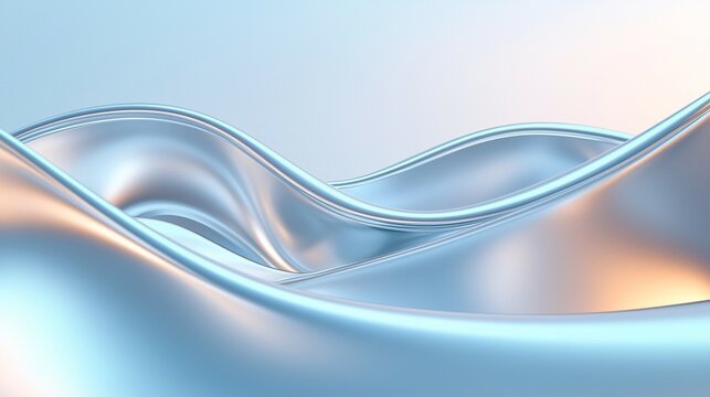 Smooth metallic blue waves with a touch of soft lighting create a refined and futuristic abstract background