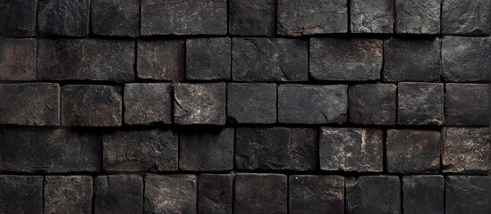 Dark Textured Black Brick Wall Background Ideal for Text Overlay and Design Projects in Grunge Style