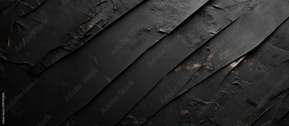 Poster black grunge texture background with dark diagonal ribbons and generous copyspace for text in a dram