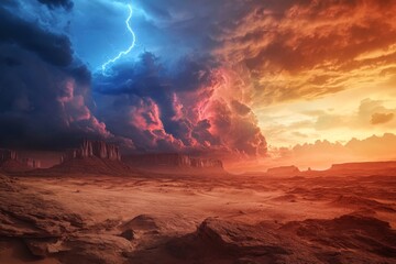 Dramatic Storm Over Desert Landscape