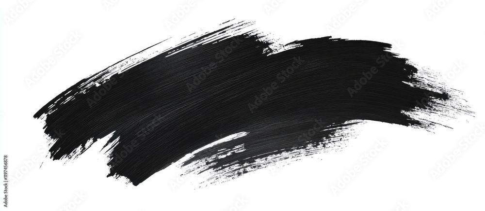 Poster black paint brush stroke texture on white background with ample blank space for creative text and de