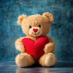Obraz premium teddy bear with heart shaped pillow. Happy Valentin's day