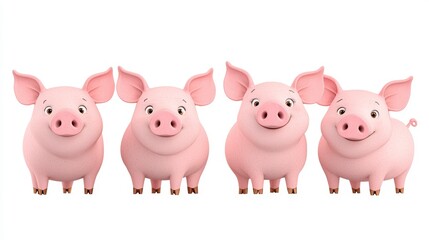 Cute Cartoon Pig Characters in Various Expressions for Fun and Creative Projects