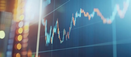 Professional business team analyzing financial data and investment trends with colorful graphs and empty text space in a modern office setting