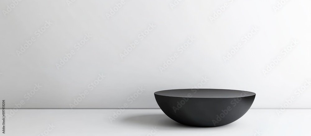 Poster modern black coffee table with smooth surface, isolated on bright white background, featuring ample 