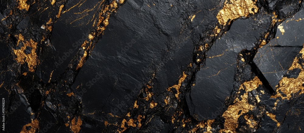 Poster luxurious black and gold geological texture background with intricate patterns and ample copyspace f