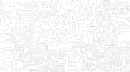 Technology black circuit diagram concept.  Vector abstract technology on white background. High-tech circuit board connection system.