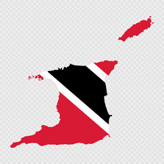 Fototapeta premium Trinidad and Tobago map silhouette with flag.