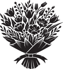 Beautiful Flower bouquet silhouette vector illustration isolated on a white background