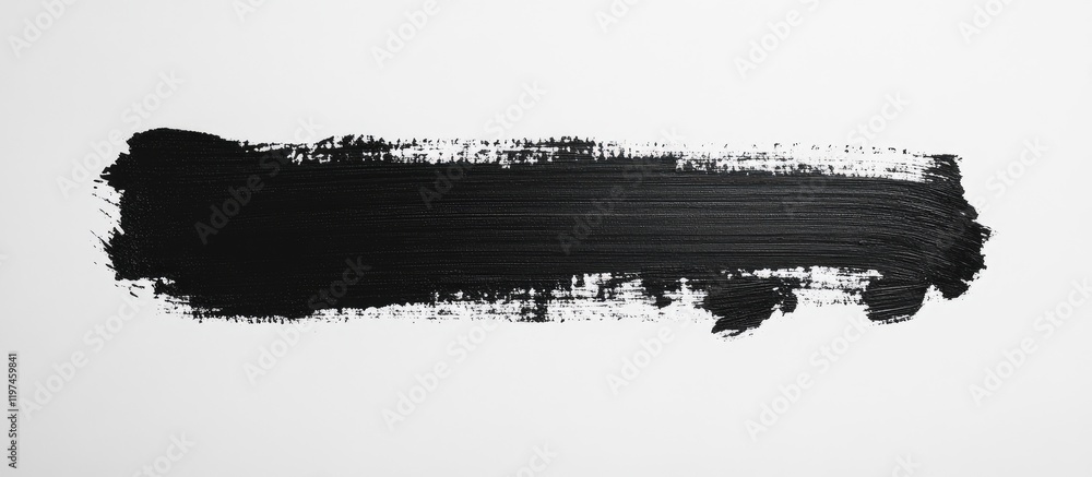 Poster textured black brush stroke across a clean white background with rough edges, ideal for creative des