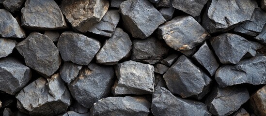 Black Natural Stone Texture with Varied Surface Details for Background Design Banner or Poster Featuring Ample Copyspace, Horizontal Orientation