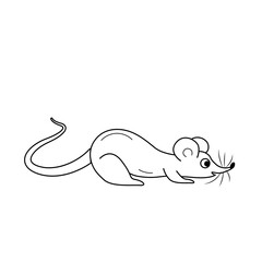 Doodle mouse vector illustration. Night dwellers. Rodents Black and white line Isolated images, design elements for theme animals, witchcraft, Halloween.