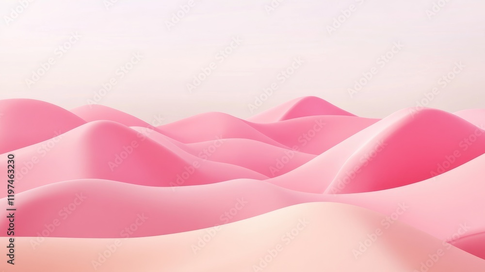 Poster abstract wavy landscape with soft pink and beige gradients creating gentle hills and valleys suitabl