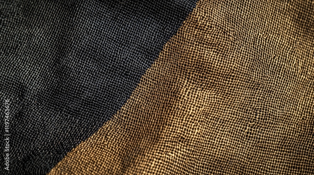 Poster textured fabric close-up showing a mix of dark and light color patterns with natural fibers and fine