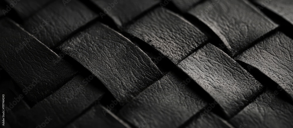 Poster textured black leather surface macro close-up with dark tones and copyspace for text ideal for backg