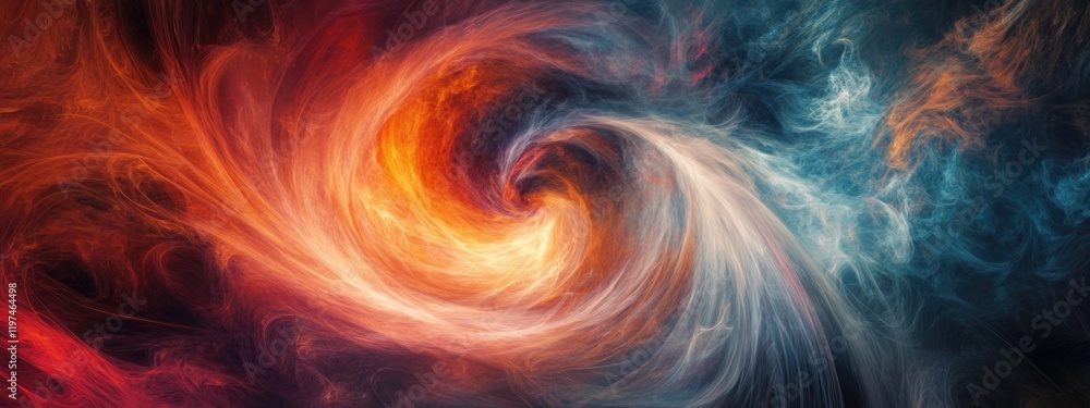 Poster colorful abstract background with swirling patterns of orange, red, and blue tones, ideal for use as