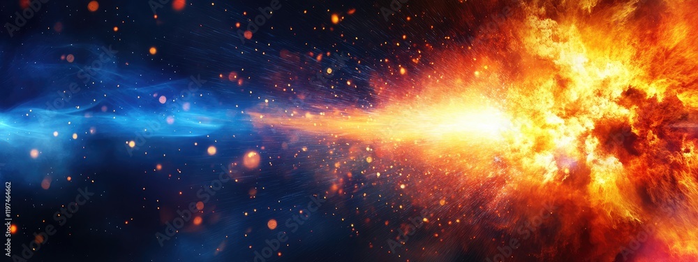 Aufkleber colorful cosmic explosion with vibrant orange and blue hues creating a dynamic outer space scene wit