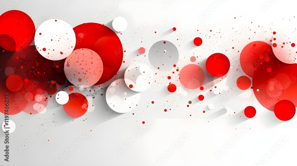 Poster dynamic abstract design with red and white circles on a gradient background