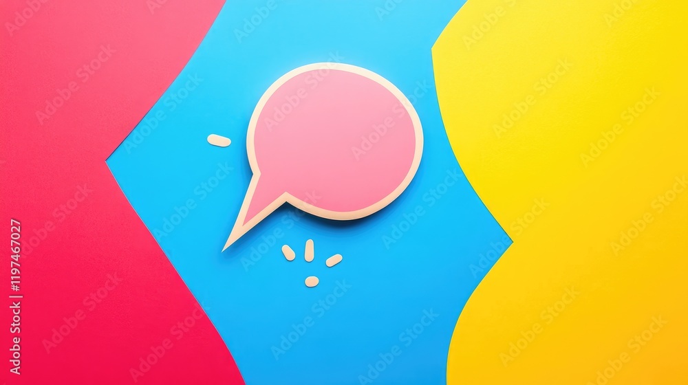 Poster colorful speech bubble on a bright multicolored background with copy space for text or messages