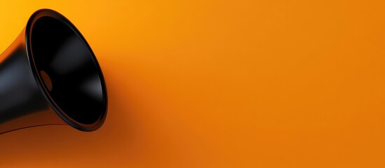 Black Megaphone Positioned on Vibrant Orange Background with Ample Copyspace for Text in Right Portion of Image