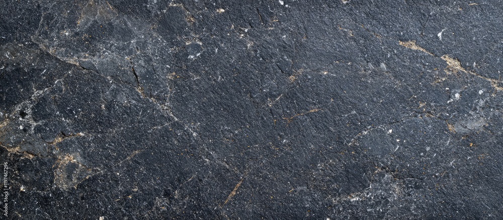 Poster textured black marble surface featuring golden veining, suitable for design applications, positioned