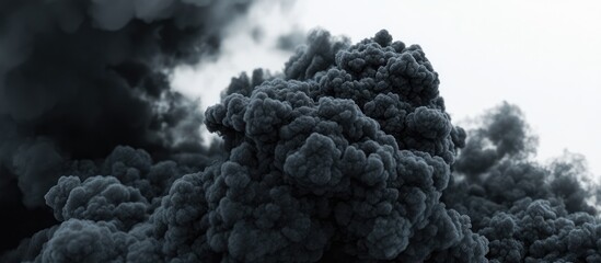 Dramatic dark cumulus cloud formation with soft textures against a bright white background ideal for creative text placement and visual storytelling.
