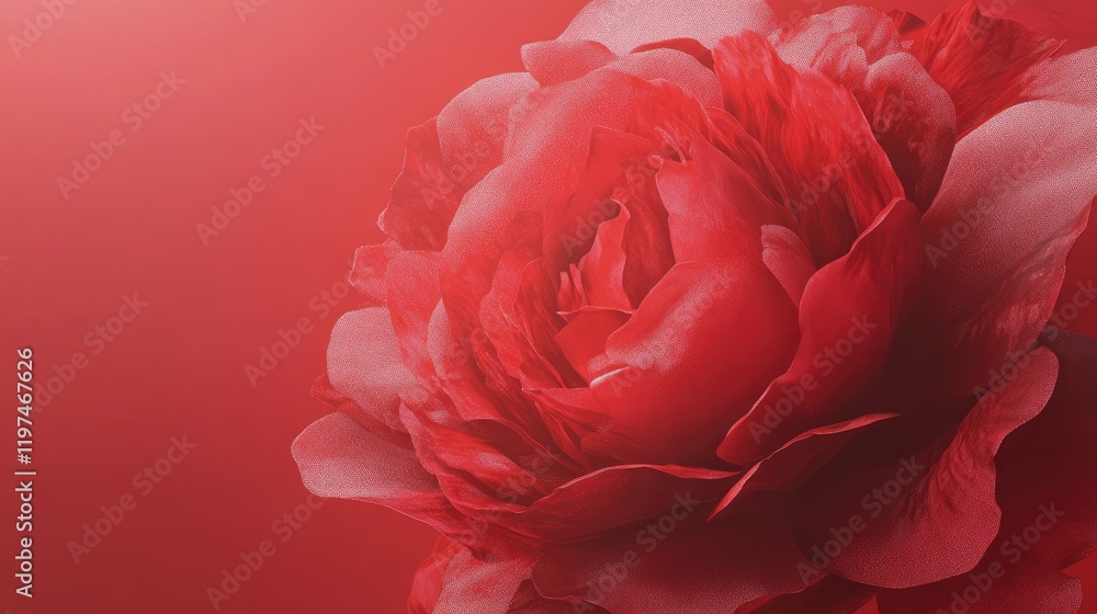 Aufkleber red peony flower close-up on soft gradient background with copy space for text